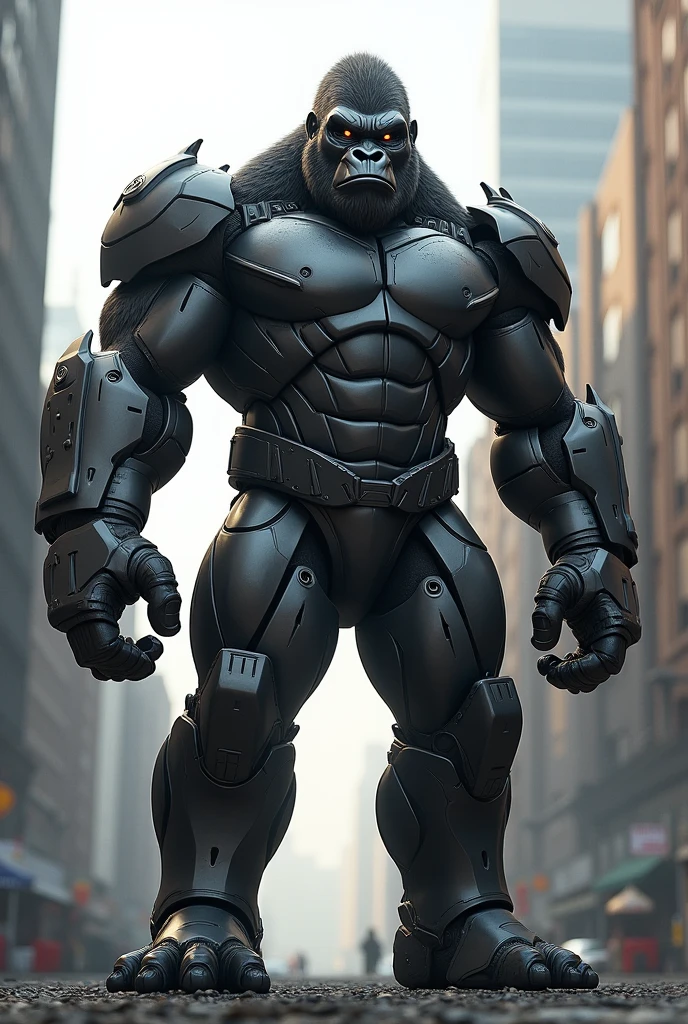 A superhero with gorilla-shaped armor