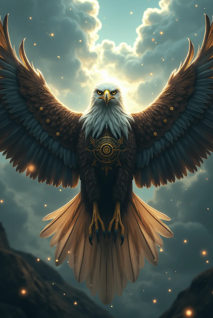 An image of an eagle and three eyes