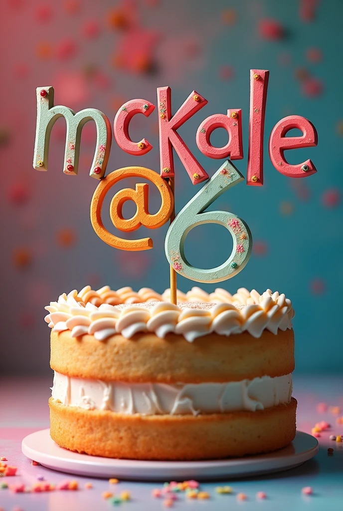 Creat a cake topper with "Mckale @ 6" inside out theme