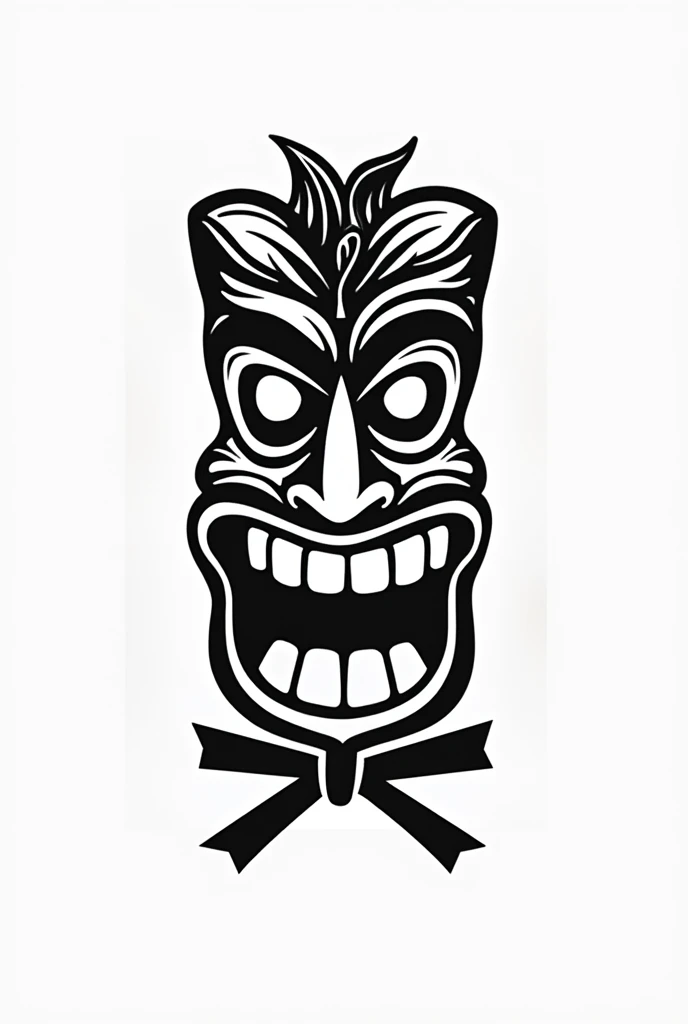 Make a minimalist drawing, black and white with symbols that refer to skateboarding, surf e jiu-jitsu. Where surfing is a wave, the skateboarder just a skateboard and the jiu jitsuer just a belt, all minimalist. Add a Hawaiian tiki and the phrase, skate • surf • bjj. This will be the print for a t-shirt, That&#39;s why this design has to be amazing and convey the surfing vibe., jiu-jitsu and skateboarding