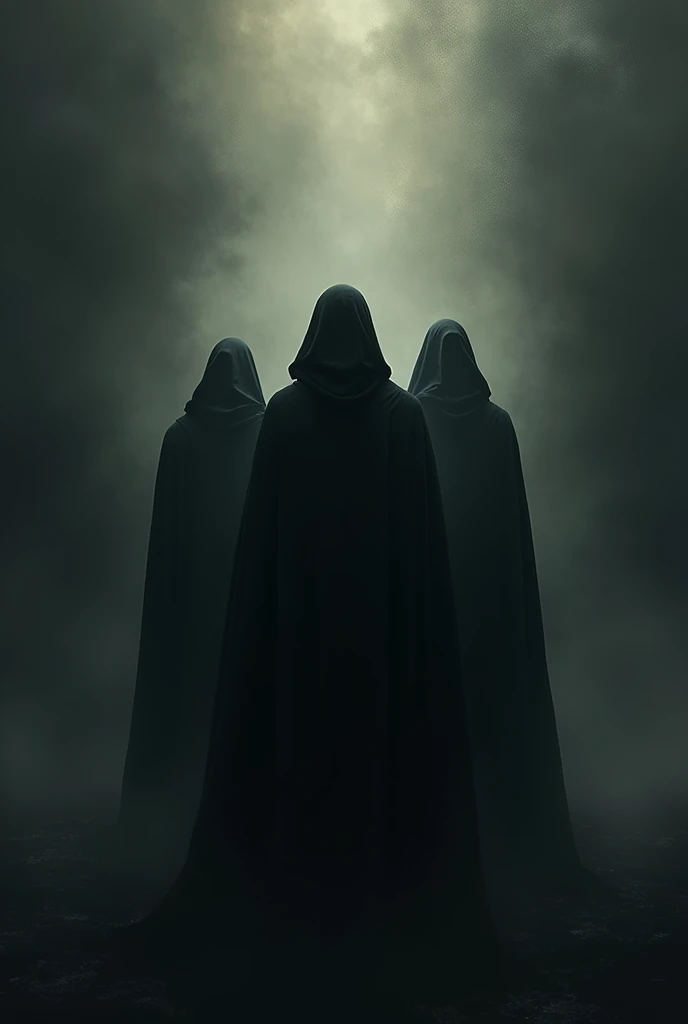 Make an image of an evil thirty represented by the antichrist the three with their backs to the image