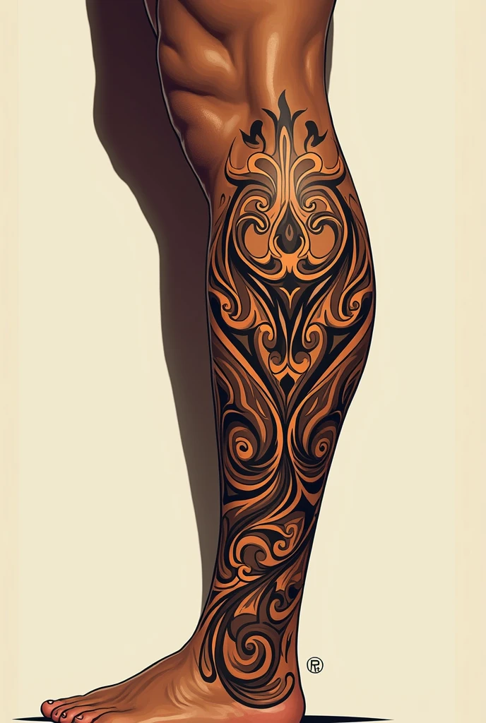 Create an original tattoo for a man's leg