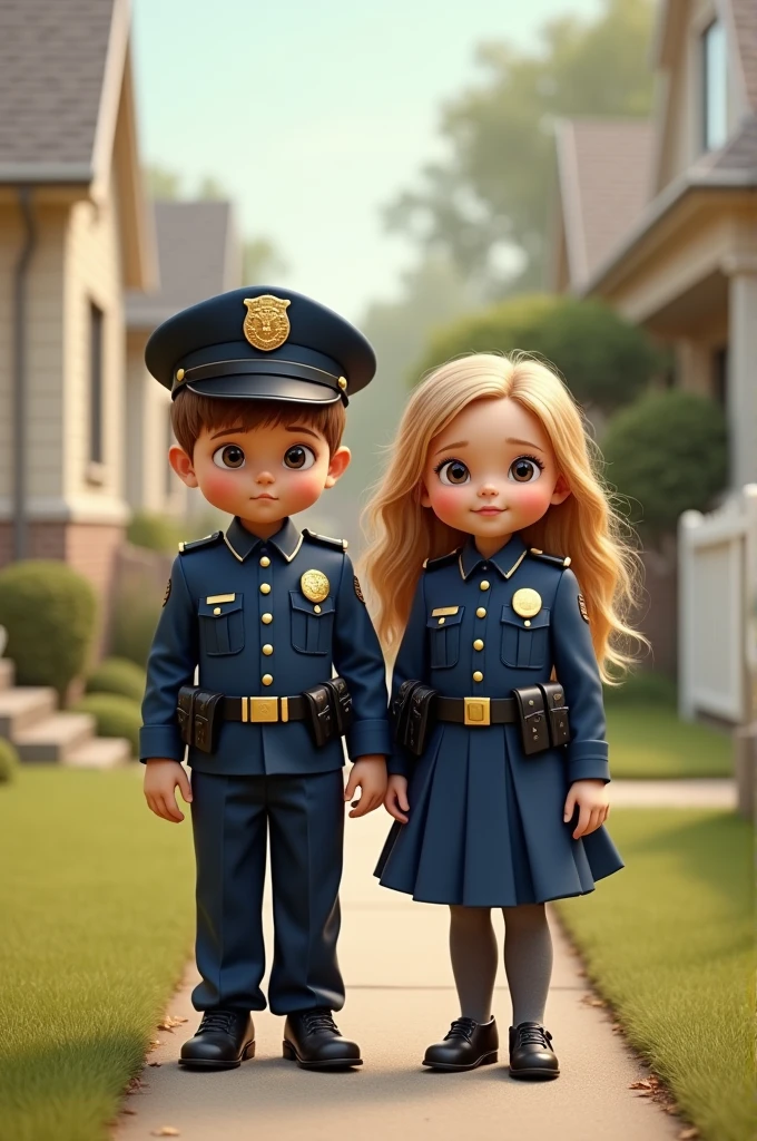 Boy and girl in police dress