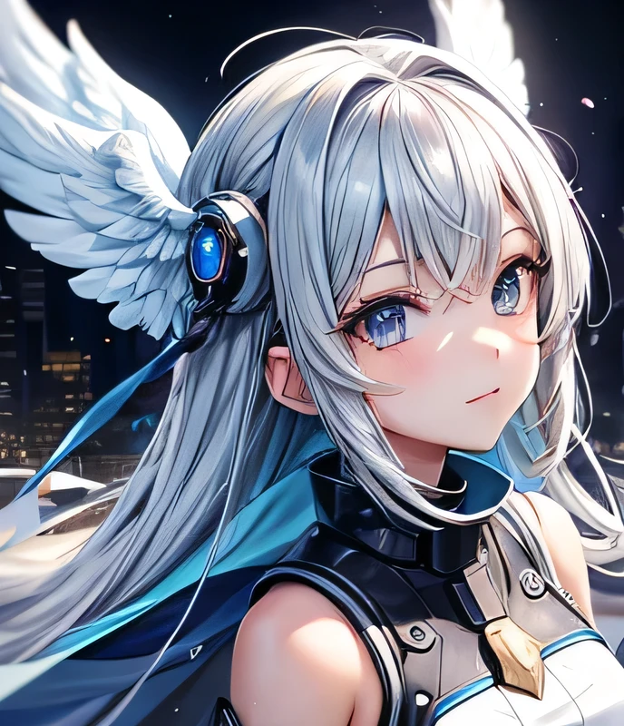 Anime girl with angelic face and futuristic outfit