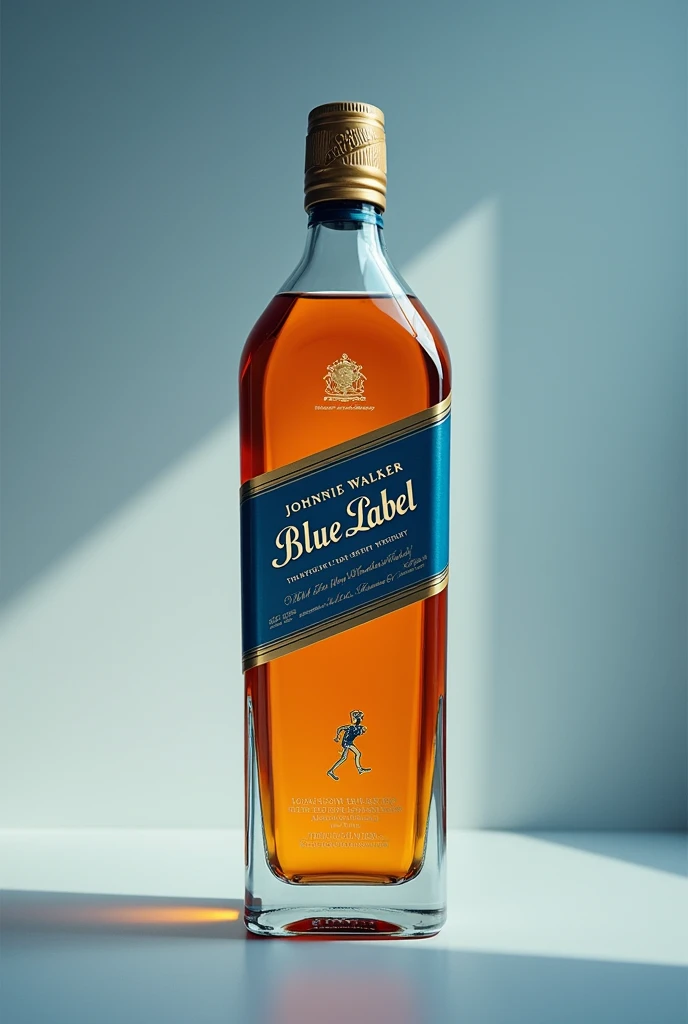 Whisky blue label de jhonny walker, just the bottle, the bottle is a little tilted, instead of blue label in the center, dice la frase let’s go, así mismo pero instead of blue label in the center dice "let’s go", In the central image, instead of blue label, let's go is written