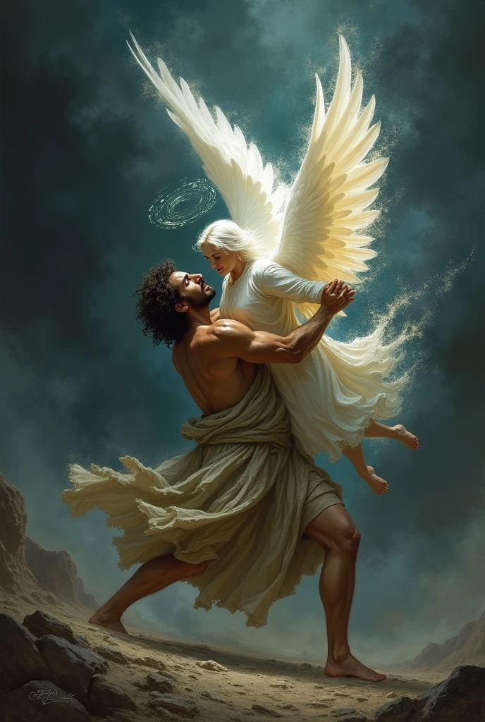 
Jacob fighting an angel in need of blessing 