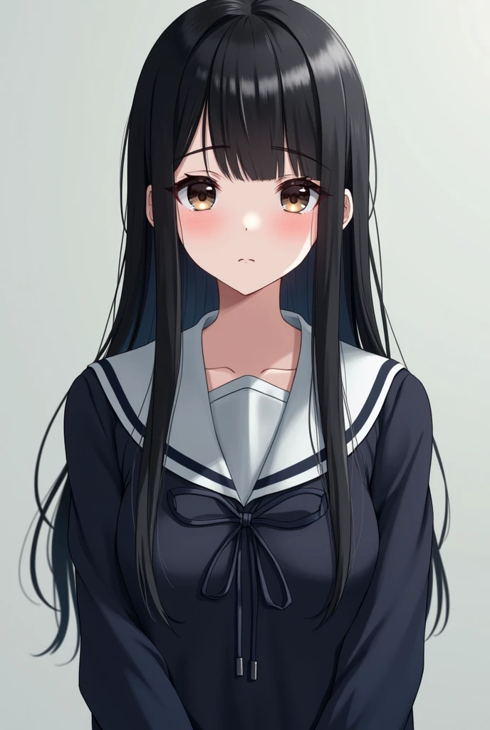 RAW Photos、Highest quality、Ultra-high resolution、Realistic skin texture、high school girl、Long straight black hair、School uniforms、Full body focus、