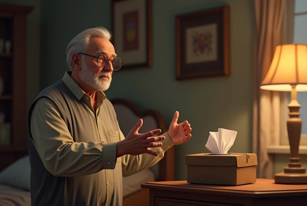a father pointed to the tissue box