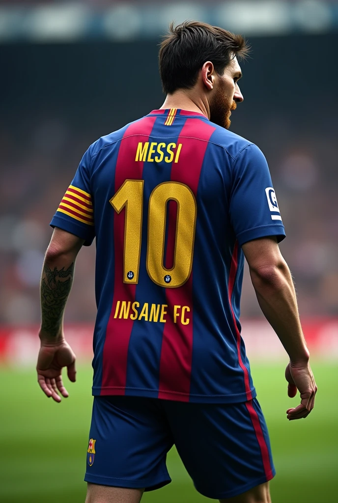 I want Messi from Barca to put the name on his shirt "Alex and he comes out with the number 10 and below the INSANE FC number 