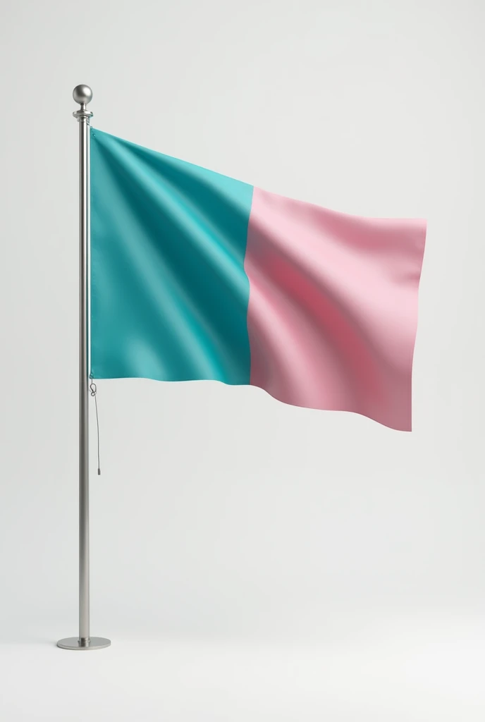 Realistic half turquoise and half pastel pink flag
