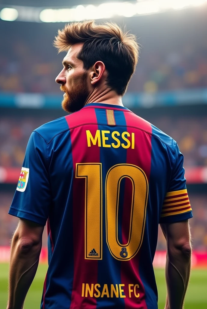 I want Barca&#39;s Messi to put the name on his shirt "Alex and he comes out with the number 10 and below the INSANE FC number 