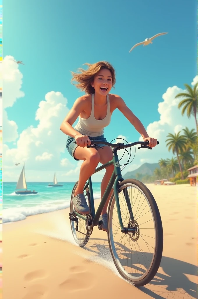 Riding a bike on the beach