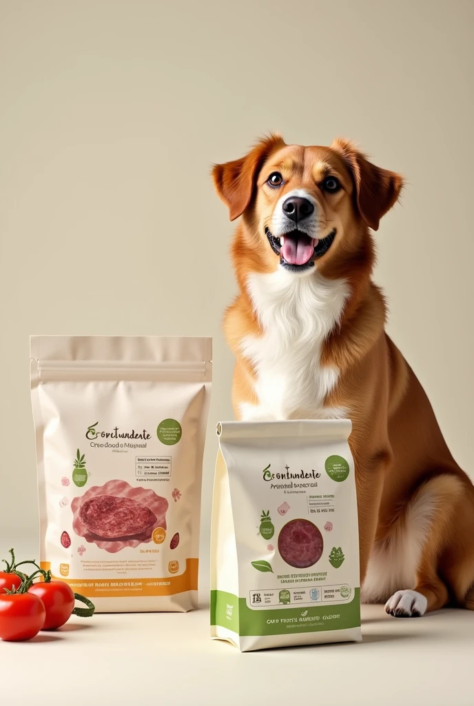 Design custom dog food packaging with fresh and natural ingredients, through an online service, where dog owners can access a variety of feeding options tailored to the individual characteristics of their pet, like the race, Age, the weight, activity level and any particular health conditions. Offering options for dogs with food allergies or intolerances in biodegradable and compostable packaging, promoting sustainability. We do not sell dry goods, If not products containing meat and fresh vegetables, custom prepared. The brand name is CONTUNDENTE in individualized packaging