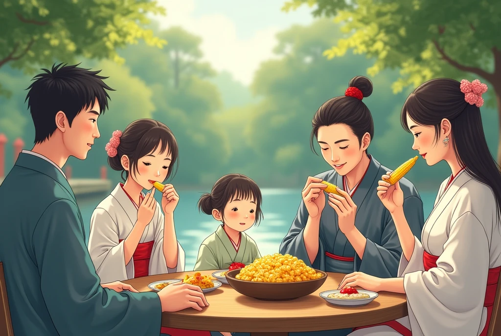 a japanese people eat corn and tapioca