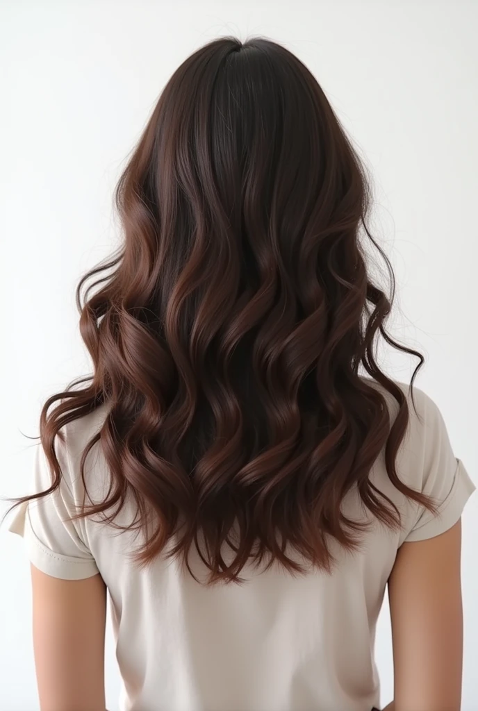 Hairstyle seen from behind、White wall background、Medium Hairstyles、Curly Hair Style、Smooth hair texture、Outward curled hair