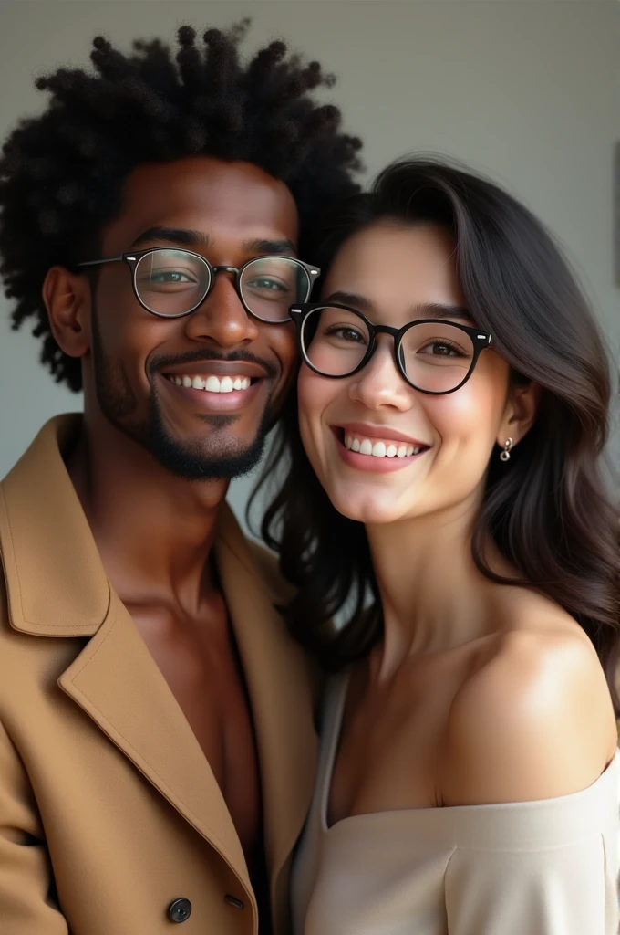Crie um casal gay, they both wear glasses, one has dark skin and the other is Asian