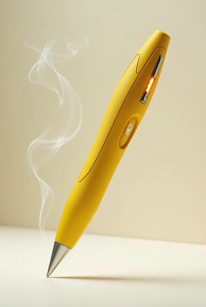 Multifunctional ergonomic pencil with lights and smoke, yellow and texture
