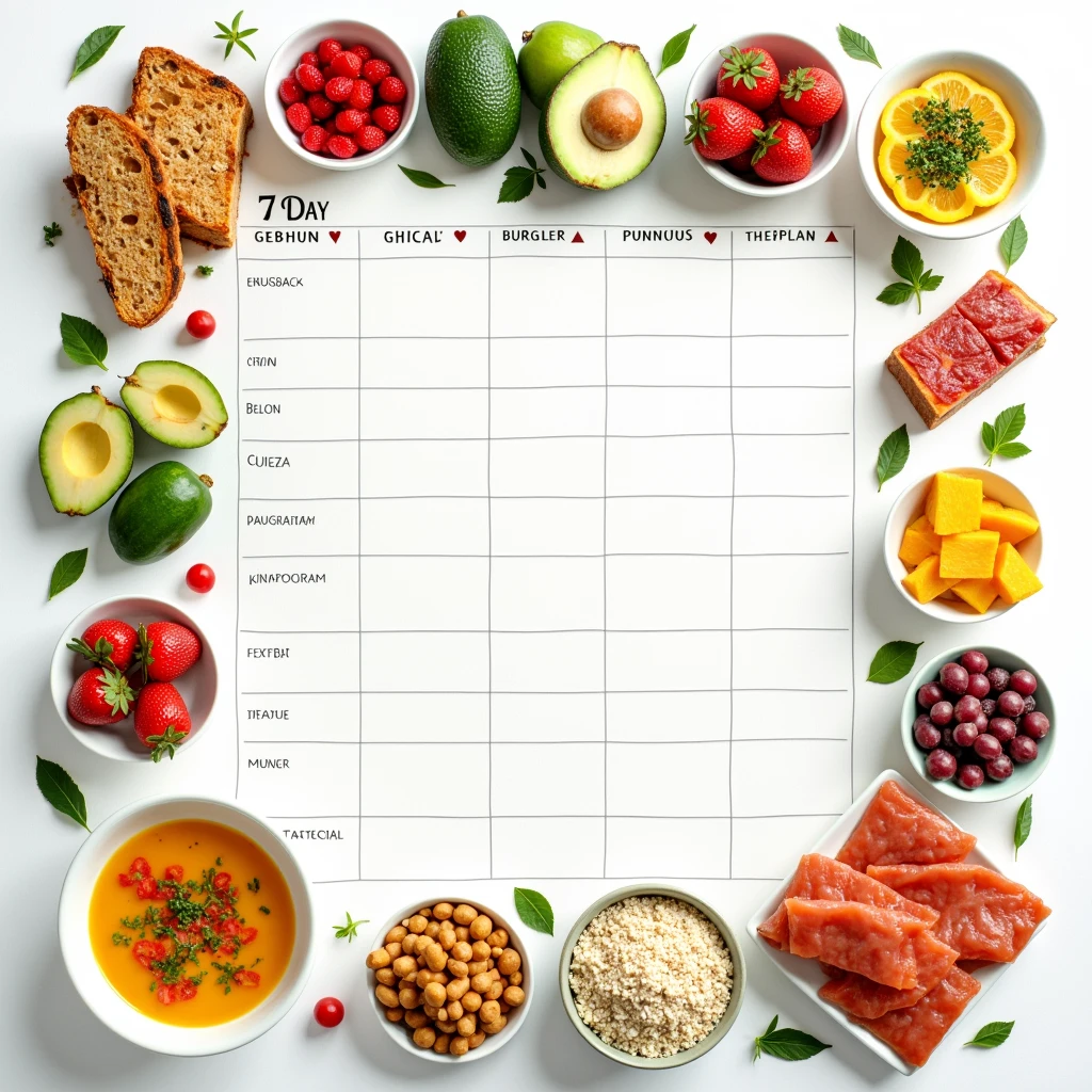 make a picture of a 7 Day Meal Plan for a Diet Without Feeling Hungry