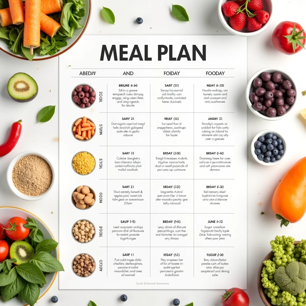 make a picture of a 7 Day Meal Plan for a Diet Without Feeling Hungry