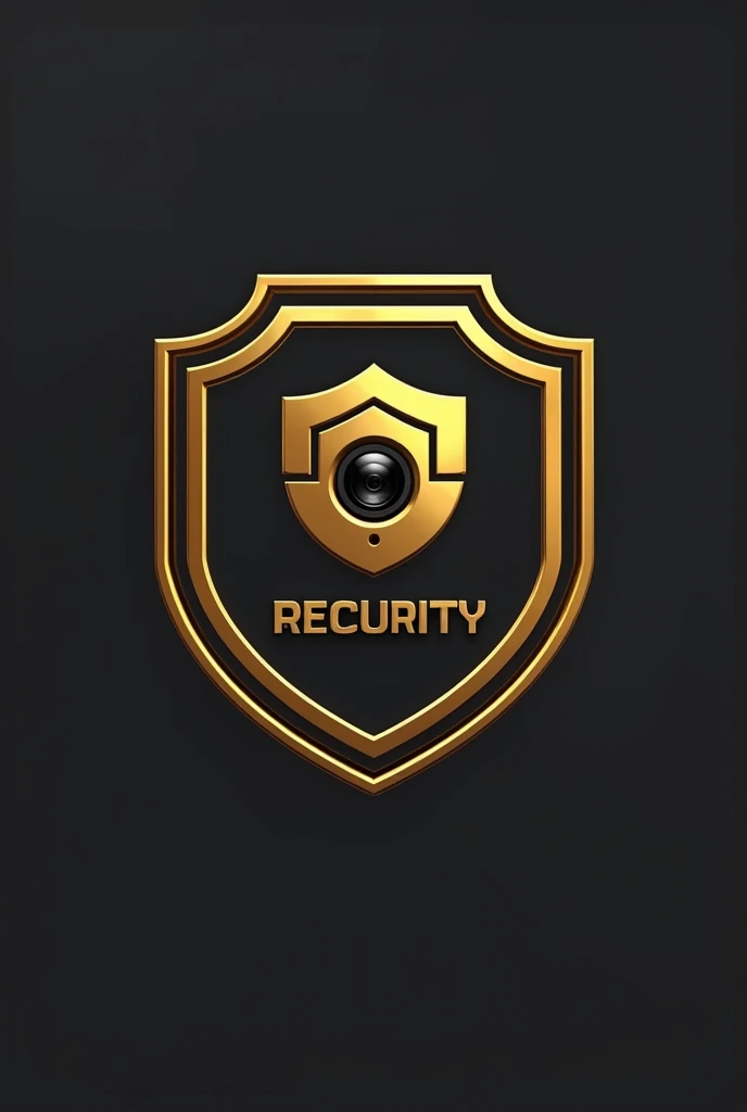 Create a logo for me with a golden shield with a camera and the name RR Security