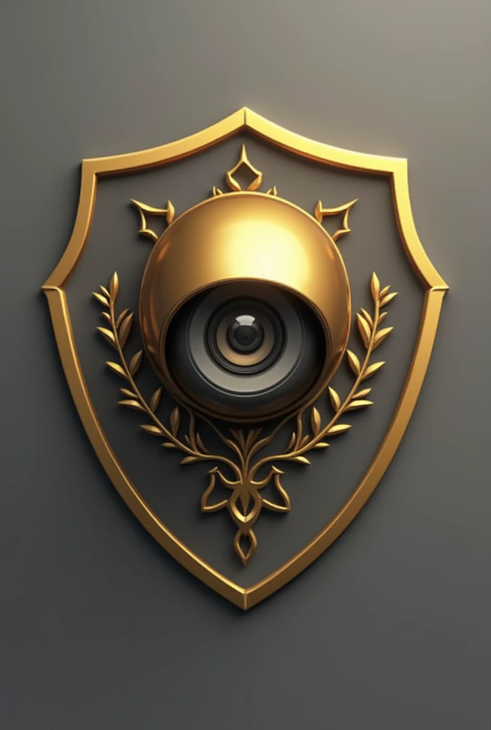 Create a logo for me with a golden shield with a camera around it with the name RR Security