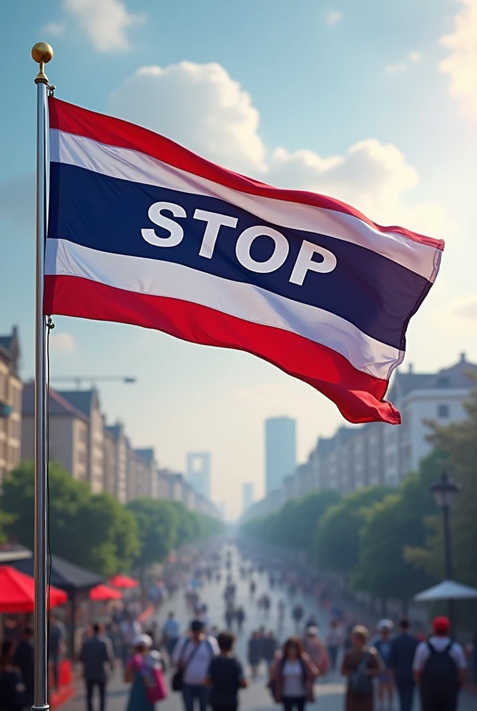 Flag size 20*30cm ใS่SัญลัGษณ์Gารต่อต้านGารคอรัปชัน แล้วเขียนตัวภาษาอังGฤษคำว่า stop แล้วใS่ธงชาติไทยไปด้วย GับSัญลัGษณ์ของ ธนาคาร ธ.G.S.