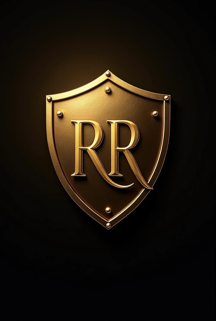 Create a logo for me with a golden shield with the name RR Security 