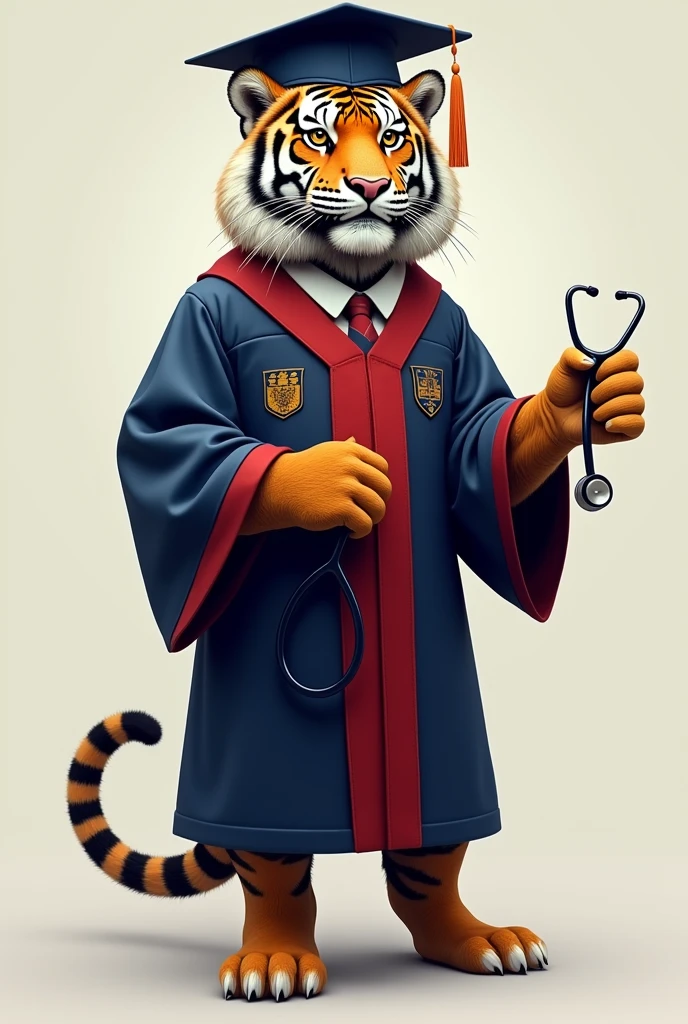 Tiger graduate with a stethoscope 