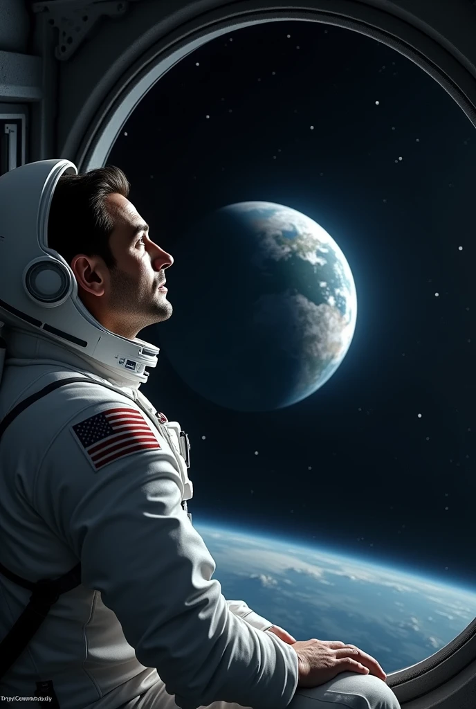 Astronaut seeing the flat earth