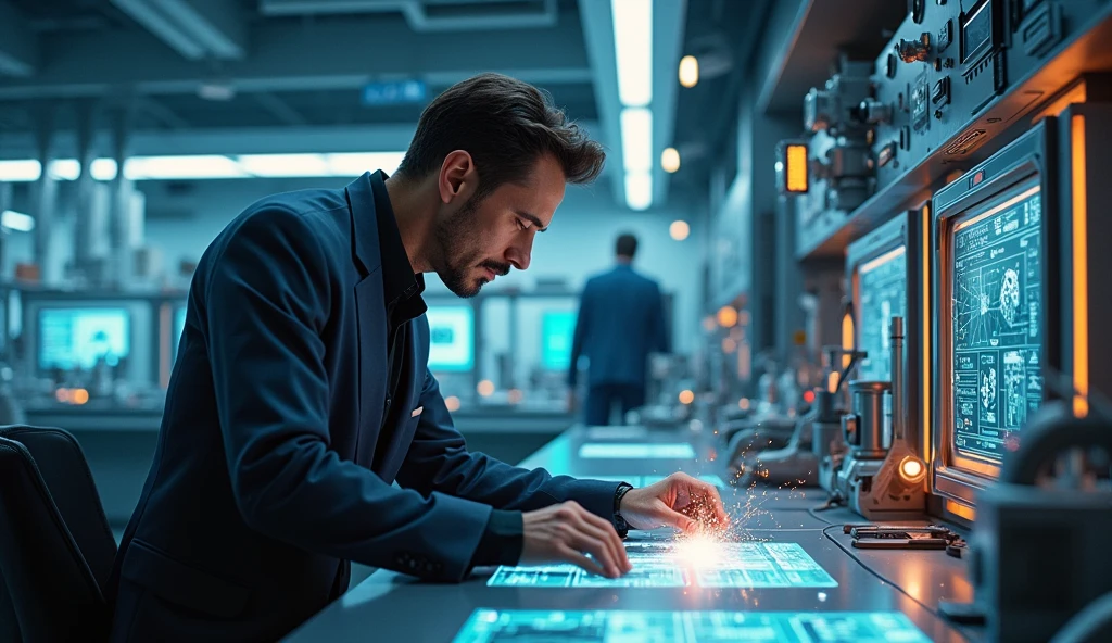 Act 5: The Future Begins
Scene 41: Stark Labs
Tony Stark works in the lab, creating new technology not just for himself, but for the betterment of humanity. His focus has shifted from weapons to innovation for peace.