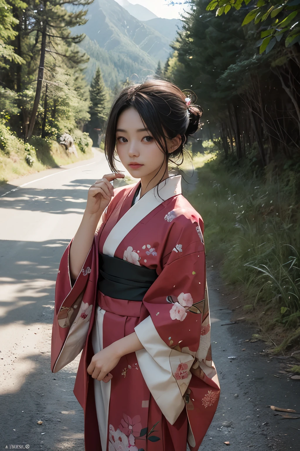 Beautiful,Junko Ishihara,Over Amagi,Small path in the mountains,Unpaved mountain road,or period,Years falls,Flame of Love,Disheveled Japanese clothing,In the mountains,The twists and turns of the deep mountains,Flames of Passion,Mature women in their thirties,A devoted beauty,Disheveled Hair,Disheveled outfit,A half-crazed woman obsessed with love,Disheveled, thin kimono,thin yukata,A distraught yukata wearer,Female Artist,Narrow eyes,Single-minded gaze,or period,Unpaved mountain roads,the dark forest,Unpaved road,Promenade,Mountain trail,Dirt Road,When the road wasn't paved yet,Old mountain path,ground road,carriage,rickshaw,She's wearing light clothing and her chest is exposed.,Beautiful Mature Woman,Her chest is open, exposing her beautiful nipples.,A narrow path leading uphill,A lightly dressed kimono that is slightly disheveled,No cars, only horses and rickshaws,A narrow road just wide enough for one person to pass through々A path through a dark mountain forest covered with snow,Steep dirt road,Dirt-stained area around the feet,Climbing dangerous mountain trails,Animal trail,Unpaved road,Paths for wild boars, etc.,Extremely small and flat chest,Beautiful nipples,The face of a virtuous angel with many good experiences,A beautiful face like a legendary celestial maiden,Unpaved mountain road,Indigo yukata,Wearing cute wooden women's can,No baggage,Holding a single flower,On the ground in the mountains,in the forest,A tall peak in the distance々,A thin yukata,Beautiful nipples,Beauty,The length of the yukata is long,Face close-up,Promenade,Kemono Road,All gravel roads,All off-road,Dark Night Road,Moonlight only,Are thin,Leaner figure,A slender beauty with an unfortunate past,Dark night road in the forest,One straight road,Hanni in New Jeans,off road,Private roads,animal trail,Lonely mountain path in the forest,far and near method,Out of focus background,off road walking,Small breasts,Flat Bust,A soft smile,Off-road in the dark mountains,