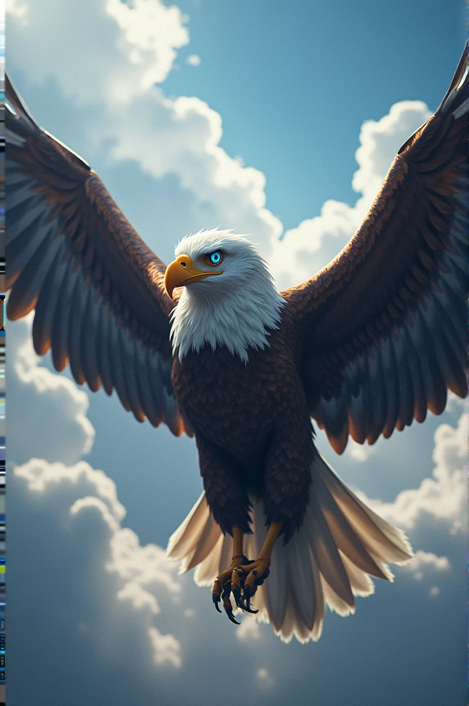 Eagle with fiery blue eyes 