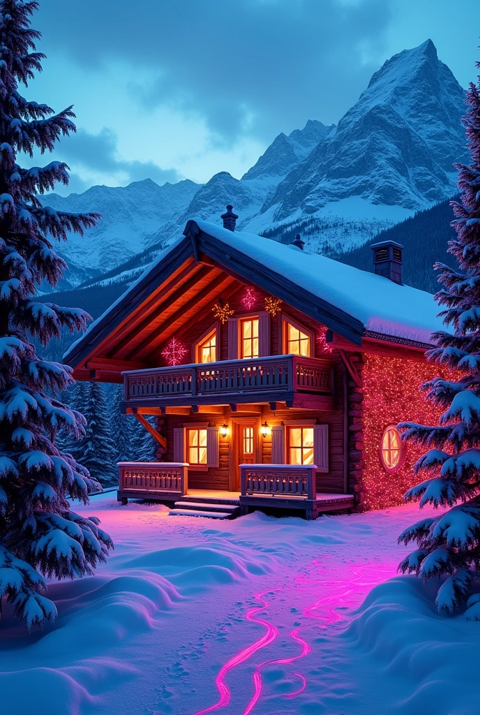 Chalet in neon tones