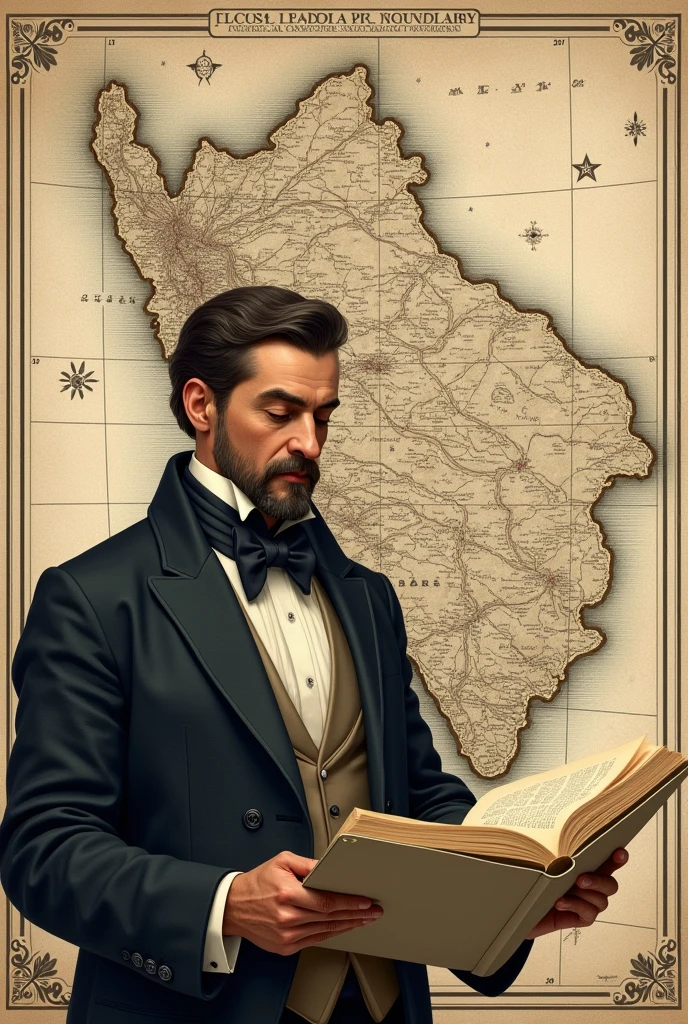 A cover of the Statistical Geographic Dictionary of Peru, with Jose Gregorio Paz Soldán reviewing the manuscript.