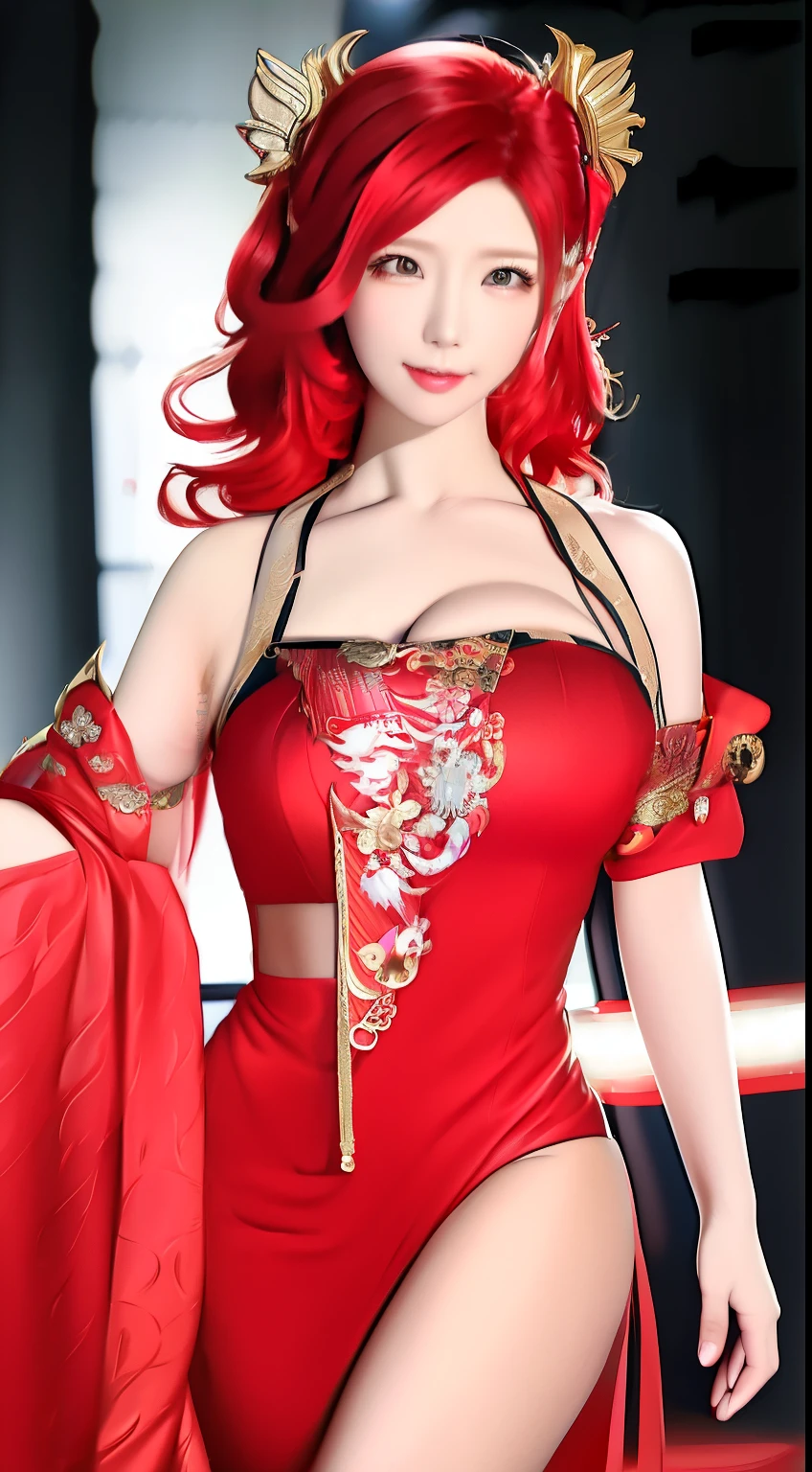 
Red Nine Tailed Dragon Girl, (Bright Red Hair), ((Big Hair)), double eyelid, Red clothes、Perfect figure, Nice face, Perfect Skin, black eye, spirit princess, The Age of Red、are shining on the distant planet Spica.、Red and pink rays、A beautiful comet flies by、
