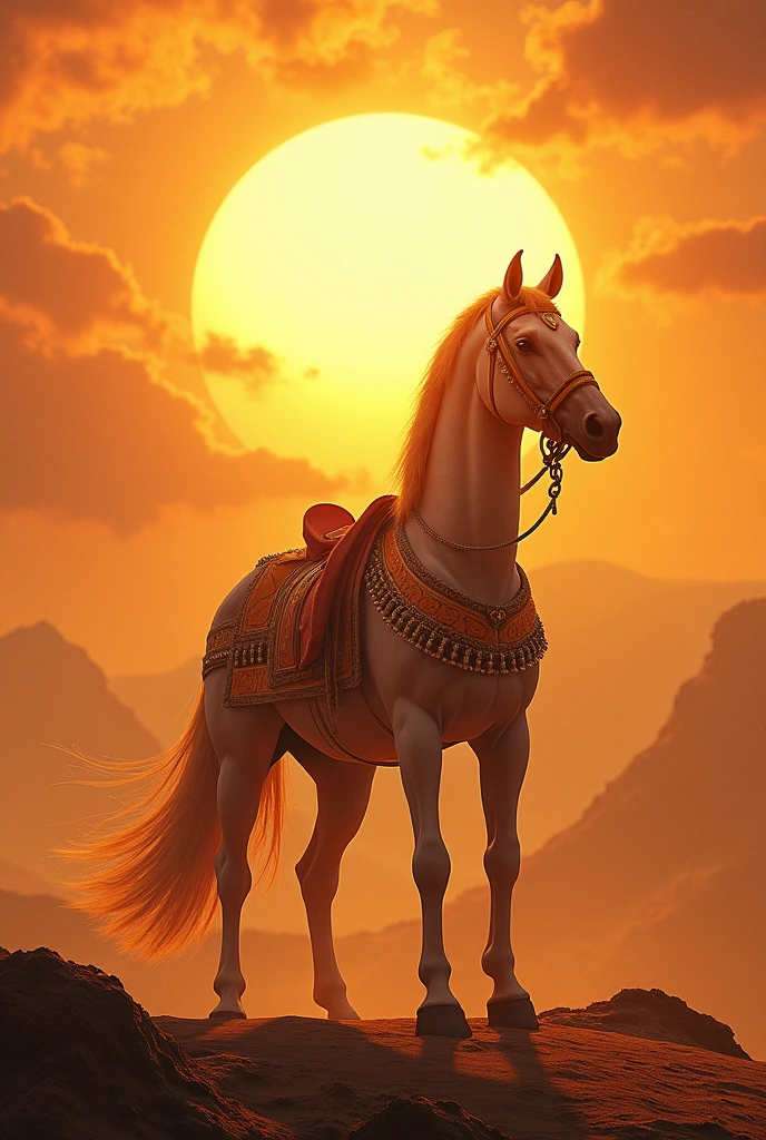 Background sun and front ashwamedha and adventure
