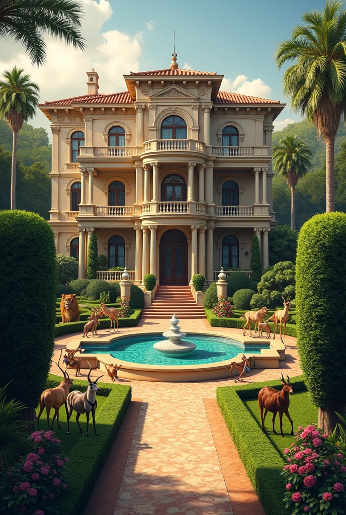 luxurious house with animals