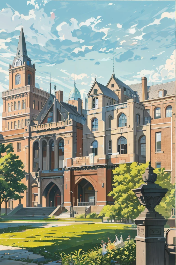 (masterpiece, best quality), Modern design , photography, Nostalgia, Ultra Detailed, morning, Stunning scenery, Urban,Harvard , Nostalgia之情 ,University campus ,Suitable resolution