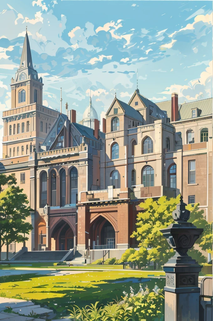 (masterpiece, best quality), Modern design , photography, Nostalgia, Ultra Detailed, morning, Stunning scenery, Urban,Harvard , Nostalgia之情 ,University campus ,Suitable resolution