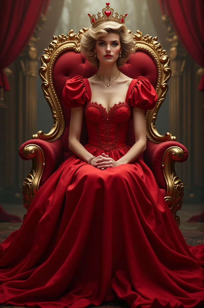 Queen of hearts lady diana spencer on the throne of hearts and a crown of hearts