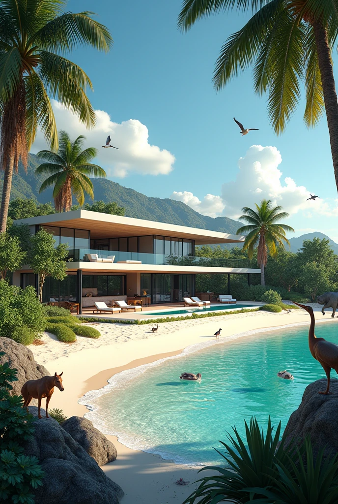 Beach house, luxurious and with animals