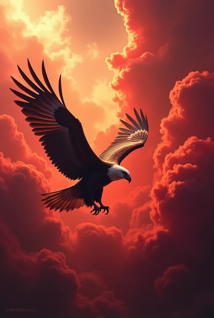 eagle in red cloud
