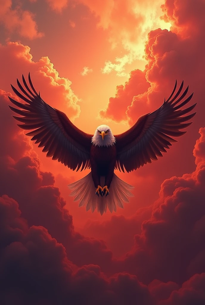 eagle in red cloud