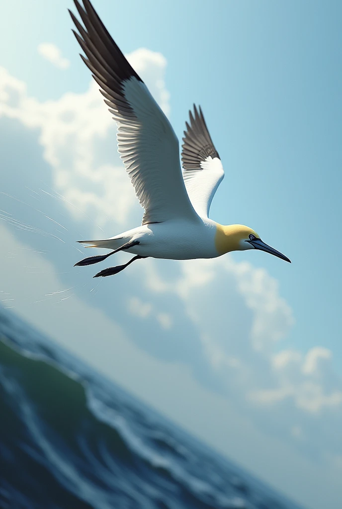 A gannet falling to the ground
