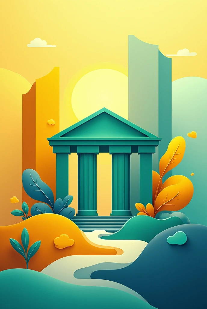 Create an art from a company called: Savings bank forging your future in yellow, green and blue