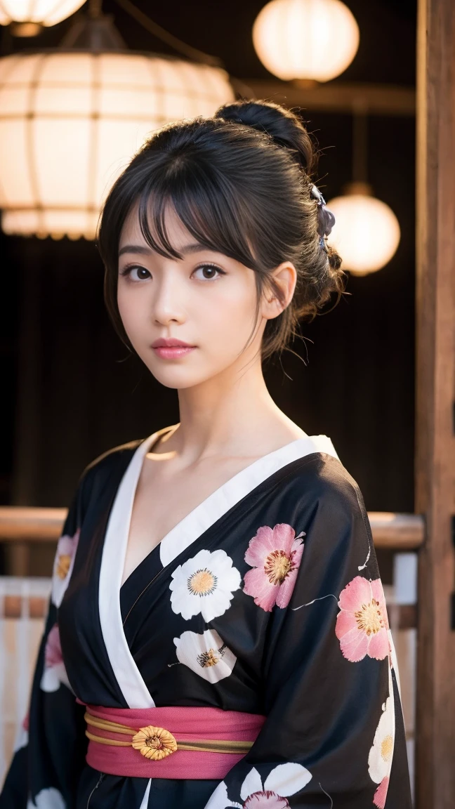 yukata Fireworks Mature Woman Black hair chignon