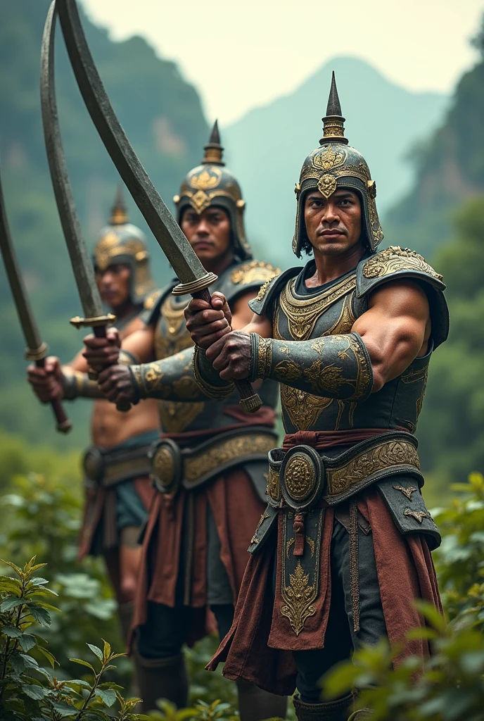 Ancient Thai soldiers with double swords