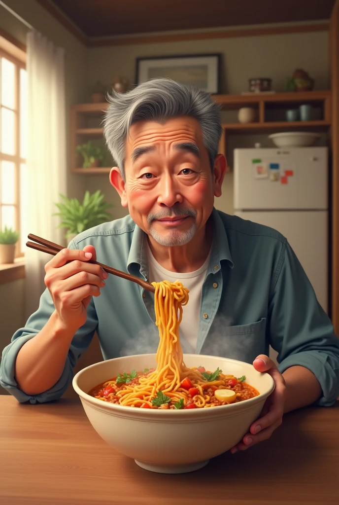 A man who eat maggie