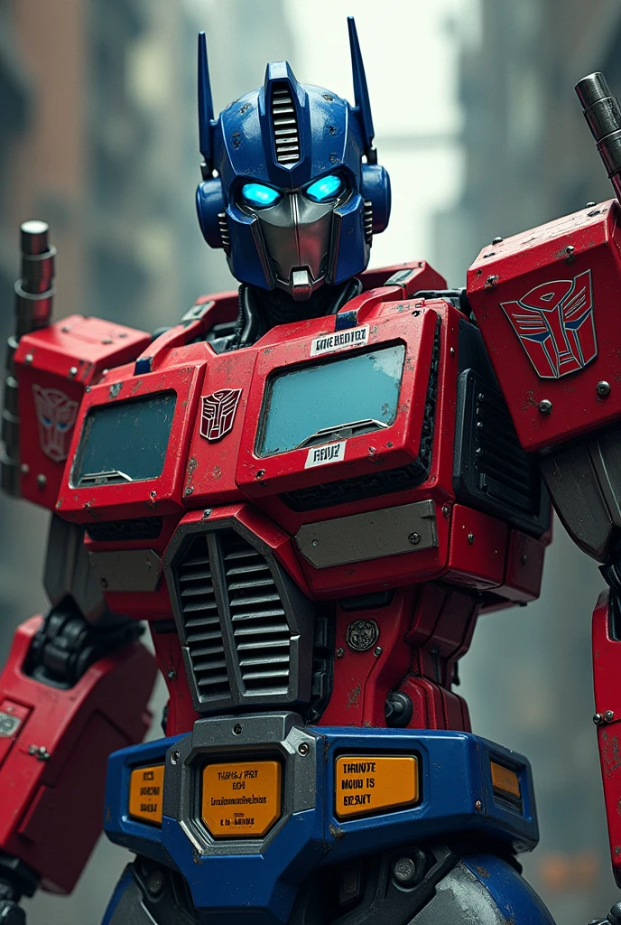 Optimus prime half body shoot.. stripe sticker logo "penat bercinta" kaki janda" "rindu itu berat""kenderaan berat ikut kiri". rescue sticker"on body.