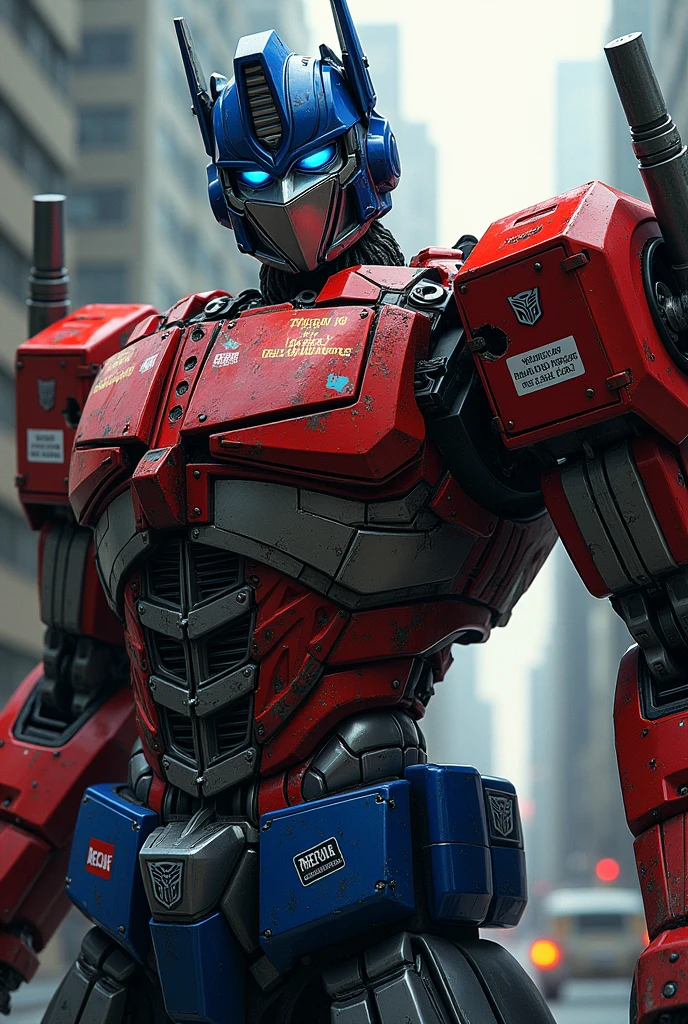 Optimus prime half body shoot.. stripe sticker logo "penat bercinta" kaki janda" "rindu itu berat""kenderaan berat ikut kiri". rescue sticker"on body.